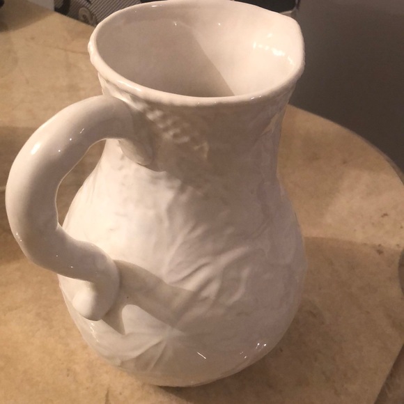 Cream ceramic textured pitcher from Macy’s - Picture 2 of 5